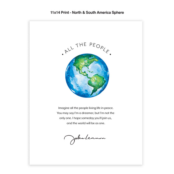 "Imagine all the people living life in peace. You may say that I'm a dreamer, but I'm not the only one. I hope someday you'll join us, and the world will be as one." John Lennon was asking us to imagine a place where division did not exist. "Imagine" was written in 1971 during the Vietnam War. Maps and globes inspire us to see more than what is before us. This print is a reminder that we should all do our part in making this world a better place.  tribegift.com
