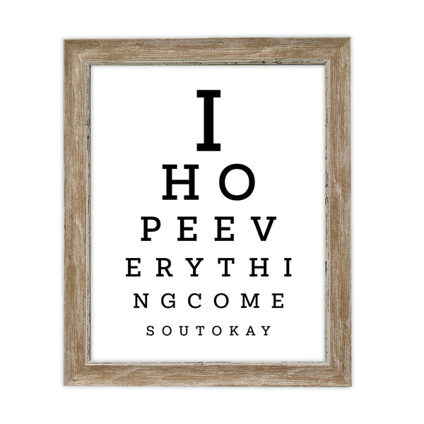 Display a funny eye test chart in your bathroom that states, “I HOPE EVERYTHING COMES OUT OKAY.” This will certainly encourage your readers to test their eyesight and bring a smile to their face! Measures 8 x 10 inches. Printed on durable cover stock with soft velvet finish. tribegift.com