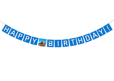 Horse Banner - Colorful vibrant "Happy Birthday" pennant banner made especially for your horse lover! Hassle-free fully assembled pennant banner. Printed on durable cover stock with soft velvet finish. Measures 74 inches wide. Extra brown string is provided on each end for hanging. Each letter measures 4.625 x 4.125 inches. Beautiful horse photo with fanciful floral illustration placed between "Happy" and "Birthday." tribegift.com