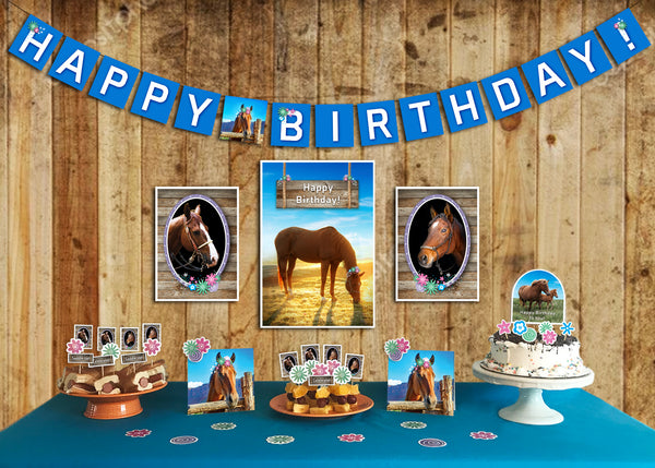 Colorful vibrant "I Love Horses" birthday party pack. Perfect for your vintage van enthusiast, Peace birthday party celebration, or for that person who simply likes to party! Party Pack includes pennant banner, 3 posters, cut-out décor, cake topper and food picks. Pennant banner comes fully assembled. 3 Posters announce a "Happy Birthday" message to your special someone. Cut-out decor is easily assembled. Cake topper comes with 6 flower picks, and 20 Food Picks. tribegift.com